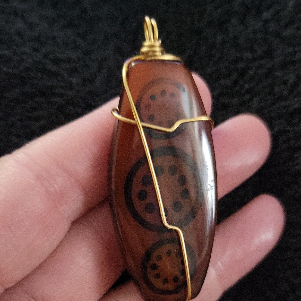 Artisan Brown Necklace with Gold Wire Accent